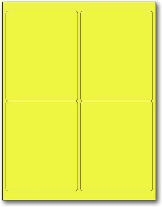 8-1/2" x 11" Yellow Fluorescent 4 Labels per Sheet 4 x 5