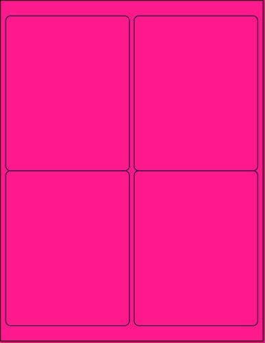 8-1/2" x 11" Pink Fluorescent 4 Labels per Sheet 4 x 5
