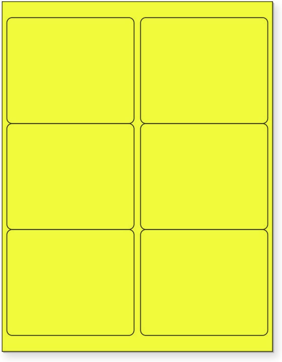 8-1/2" x 11" Yellow Fluorescent 6 Labels per Sheet 4 x 3-1/3