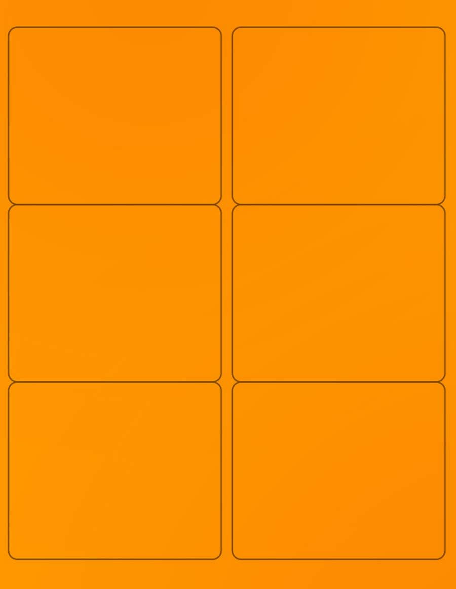 8-1/2" x 11" Orange Fluorescent 6 Labels per Sheet 4 x 3-1/3"