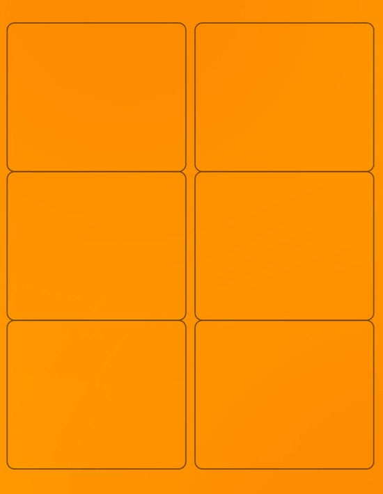 8-1/2" x 11" Orange Fluorescent 6 Labels per Sheet 4 x 3-1/3"