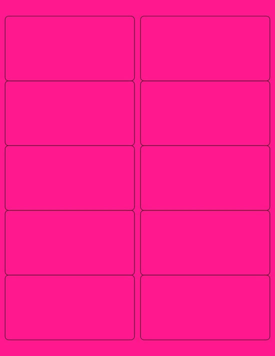 8-1/2" x 11" Pink Fluorescent 10 Labels per Sheet 4 x 2