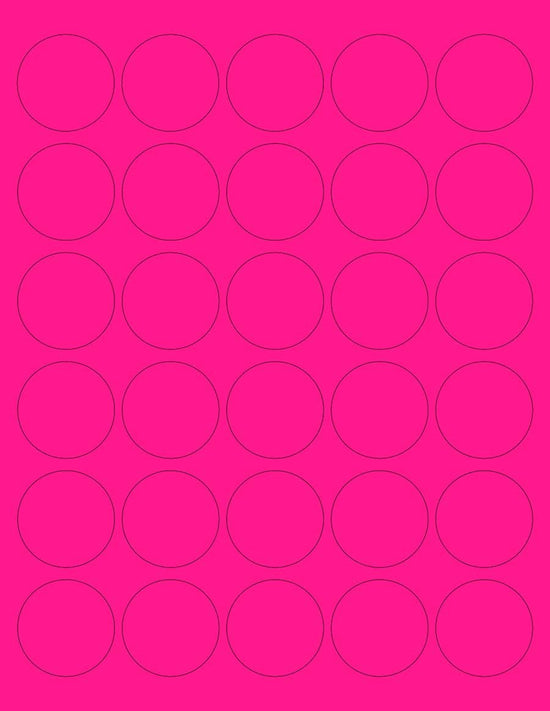 8-1/2" x 11" Pink Fluorescent 30 Labels per Sheet 1.5" Round