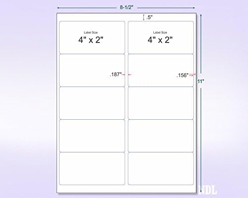 8-1/2" x 11" Red Fluorescent 10 Labels per Sheet 4 x 2
