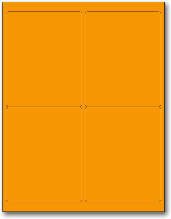8-1/2" x 11" Orange Fluorescent 4 Labels per Sheet 4 x 5