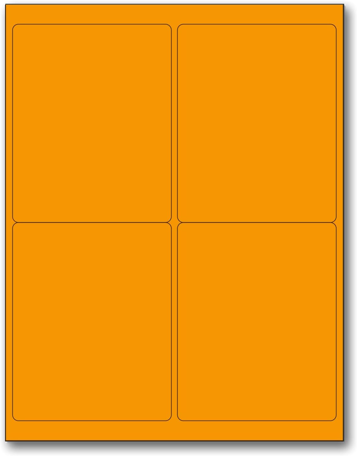 8-1/2" x 11" Orange Fluorescent 4 Labels per Sheet 4 x 5