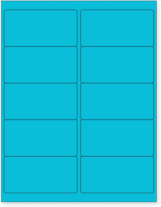 8-1/2" x 11" Blue Fluorescent 10 Labels per Sheet 4 x 2