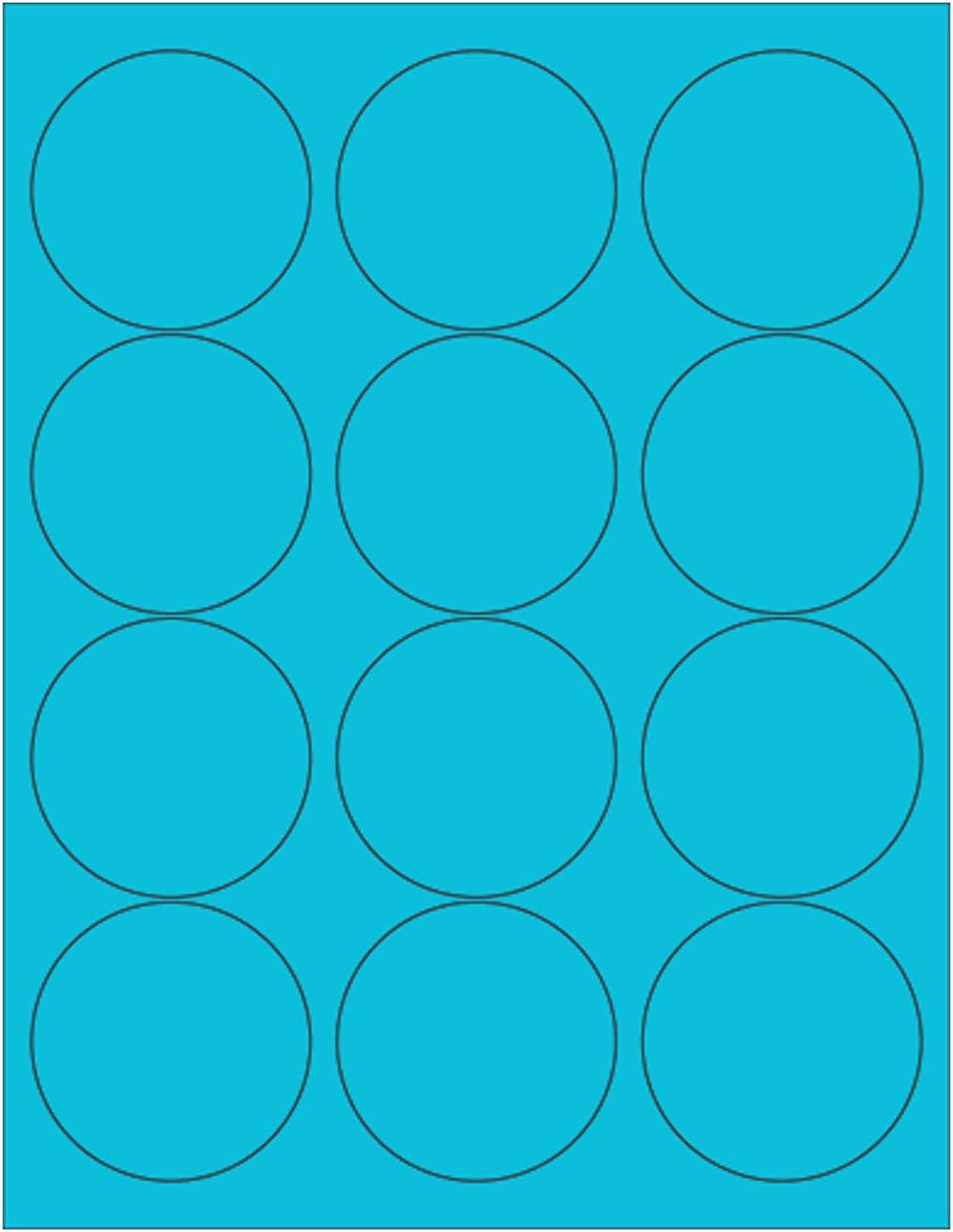 8-1/2" x 11" Blue Fluorescent 12 Labels per Sheet 2.5" Round
