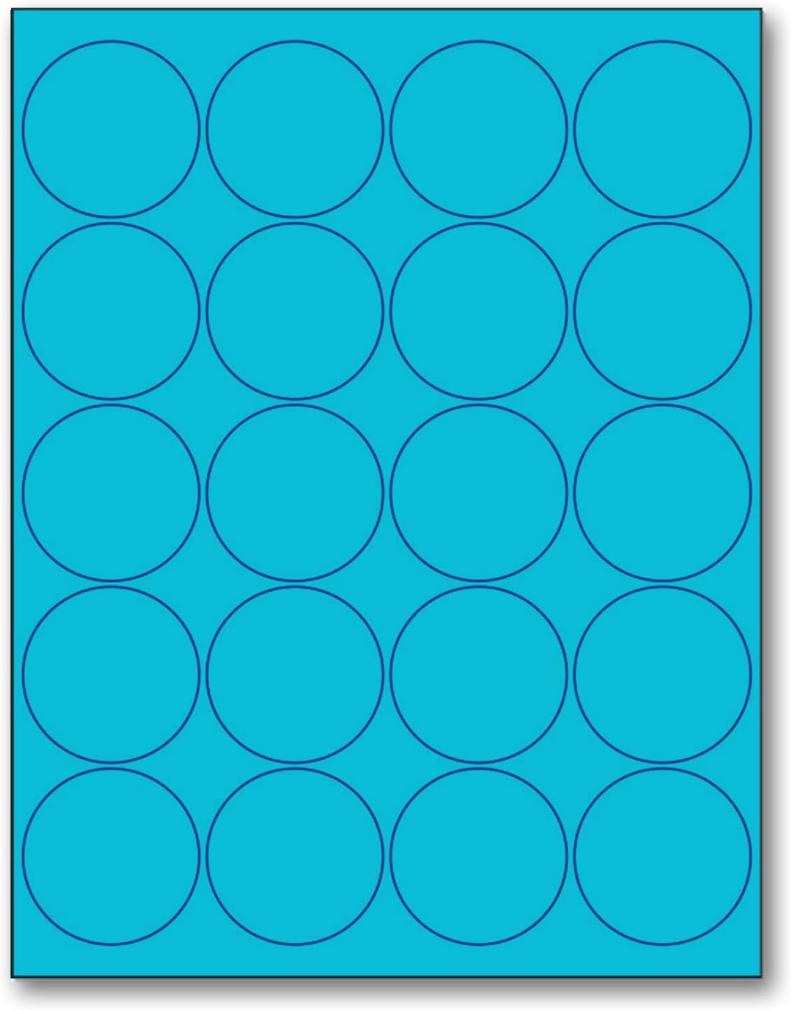 8-1/2" x 11" Blue Fluorescent 20 Labels per Sheet 2'' Round