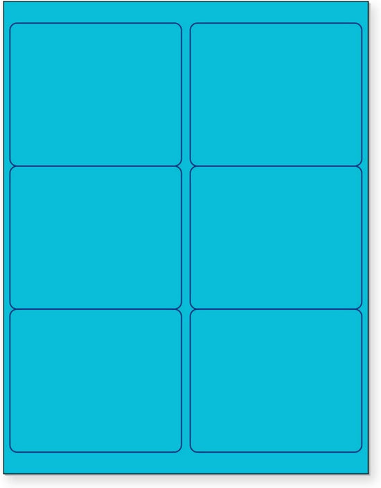 8-1/2" x 11" Blue Fluorescent 6 Labels per Sheet 4 x 3-1/3"