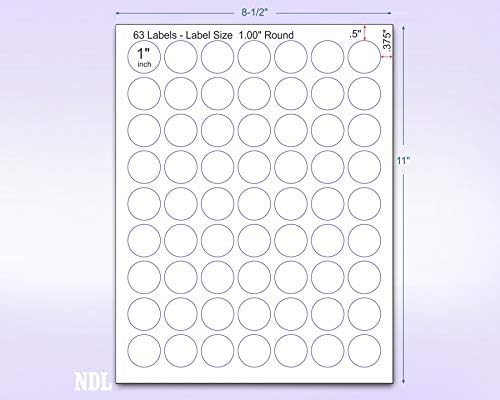8-1/2" x 11" Blue Fluorescent 63 Labels per Sheet 1" Round