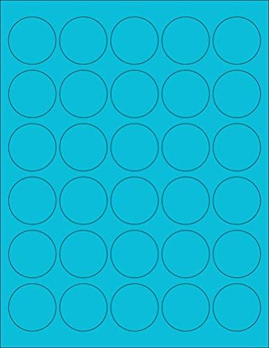 8-1/2" x 11" Blue Fluorescent 30 Labels per Sheet 1.5" Round