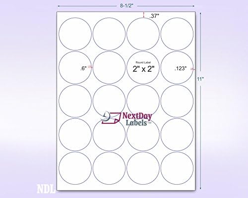 8-1/2" x 11" Orange Fluorescent 20 Labels per Sheet 2" Round