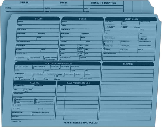 Real Estate Folder Right Panel List Letter Size, Blue