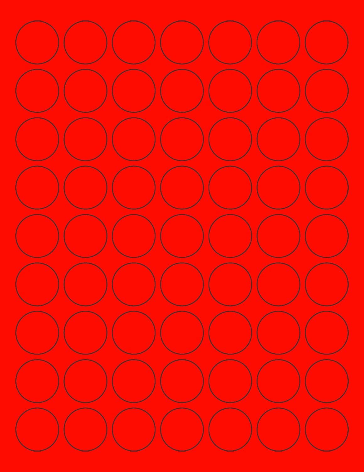 8-1/2" x 11" Red Fluorescent 63 Labels per Sheet 1" Round