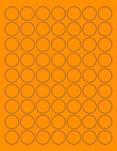 8-1/2" x 11" Orange Fluorescent 63 Labels per Sheet 1" Round