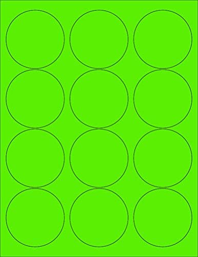 8-1/2" x 11" Green Fluorescent 12 Labels per Sheet 2.5" Round