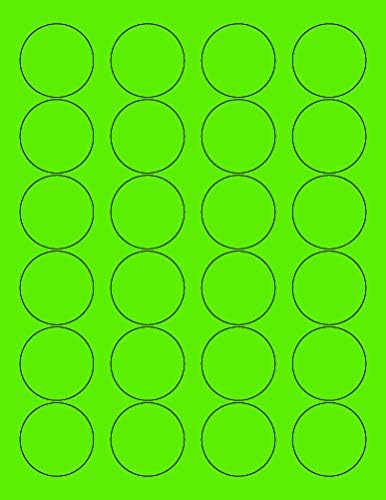 8-1/2" x 11" Fluorescent Green 24 Labels per Sheet 1.66" Round