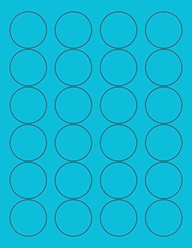 8-1/2" x 11" Fluorescent Blue 24 Labels per Sheet 1.66" Round