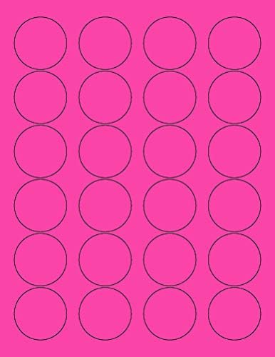 8-1/2" x 11" Fluorescent Pink 24 Labels per Sheet 1.66" Round
