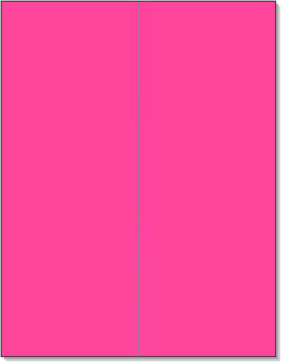8-1/2" x 11" Fluorescent Pink 2 Labels per Sheet 4-1/4" x 11"