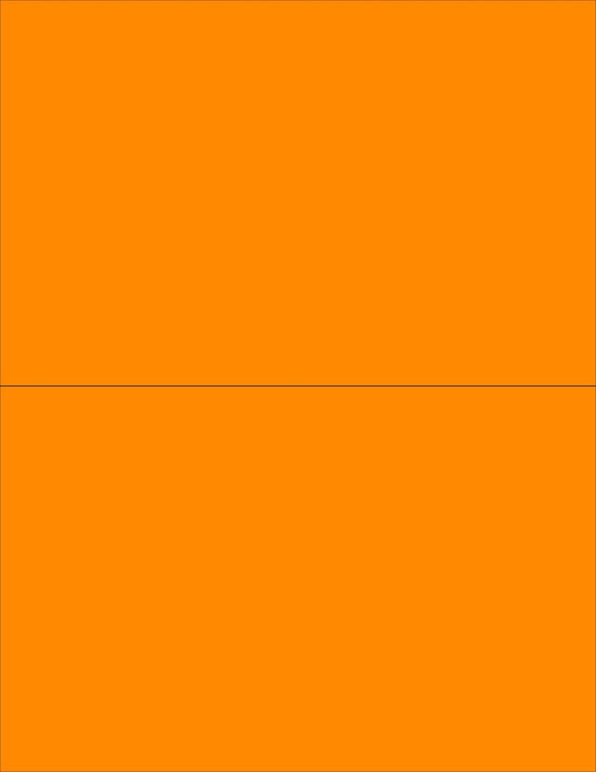 8-1/2" x 11" Fluorescent Orange 2 Labels per Sheet 8-1/2" x 5-1/2"