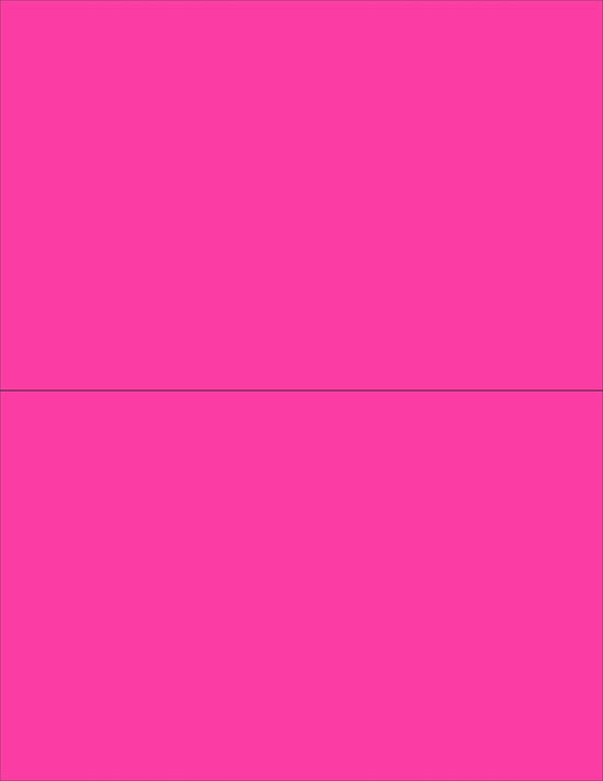 8-1/2" x 11" Fluorescent Pink 2 Labels per Sheet 8-1/2" x 5-1/2"