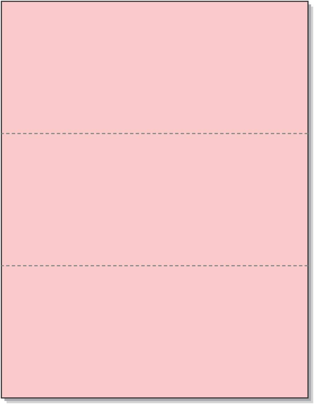 8-1/2 x 11 20# Pink Paper 2 Horizontal Perforations @ 3-2/3 & 7-1/3 from bottom