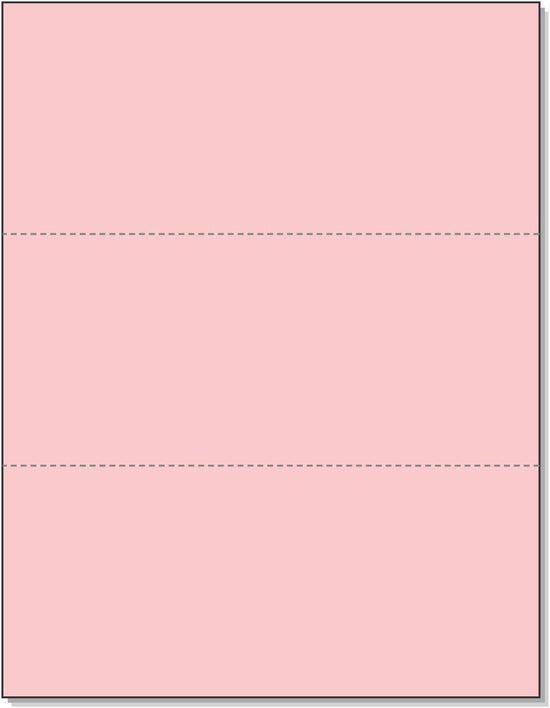 8-1/2 x 11 20# Pink Paper 2 Horizontal Perforations @ 3-2/3 & 7-1/3 from bottom