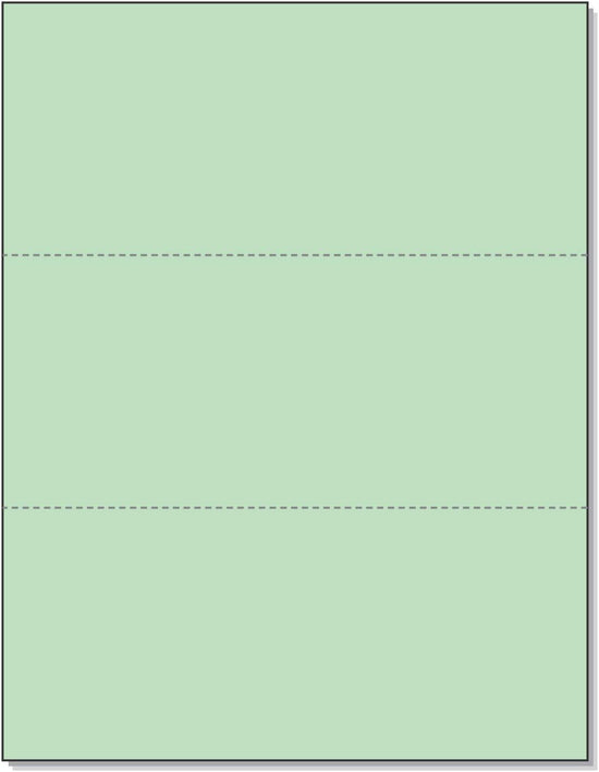 8-1/2 x 11" 20# Green Paper 2 Horz. Perf. 3-2/3 & 7-1/3