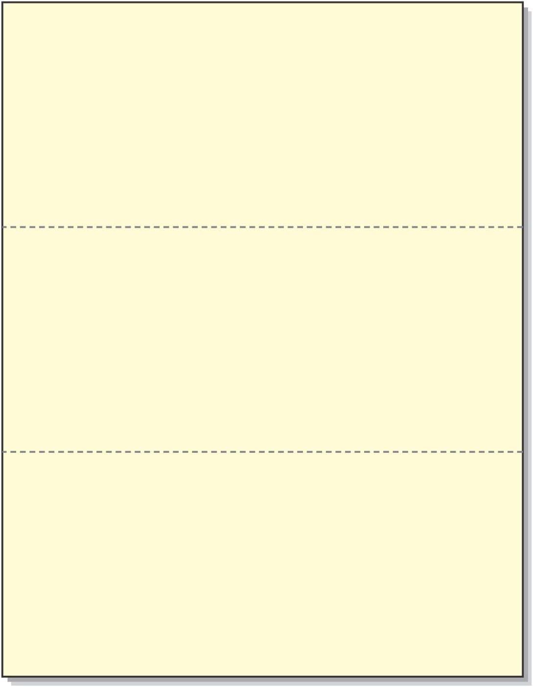 8-1/2 x 11" 20# Canary Paper 2 Horizontal Perforations @ 3-2/3 & 7-1/3 from bottom