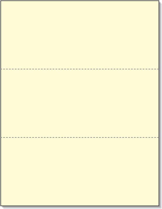 8-1/2 x 11" 20# Canary Paper 2 Horizontal Perforations @ 3-2/3 & 7-1/3 from bottom