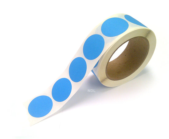 1.5" Circle Color Stickers, 500 Permanent Labels, 3" Core, Blue Fluorescent