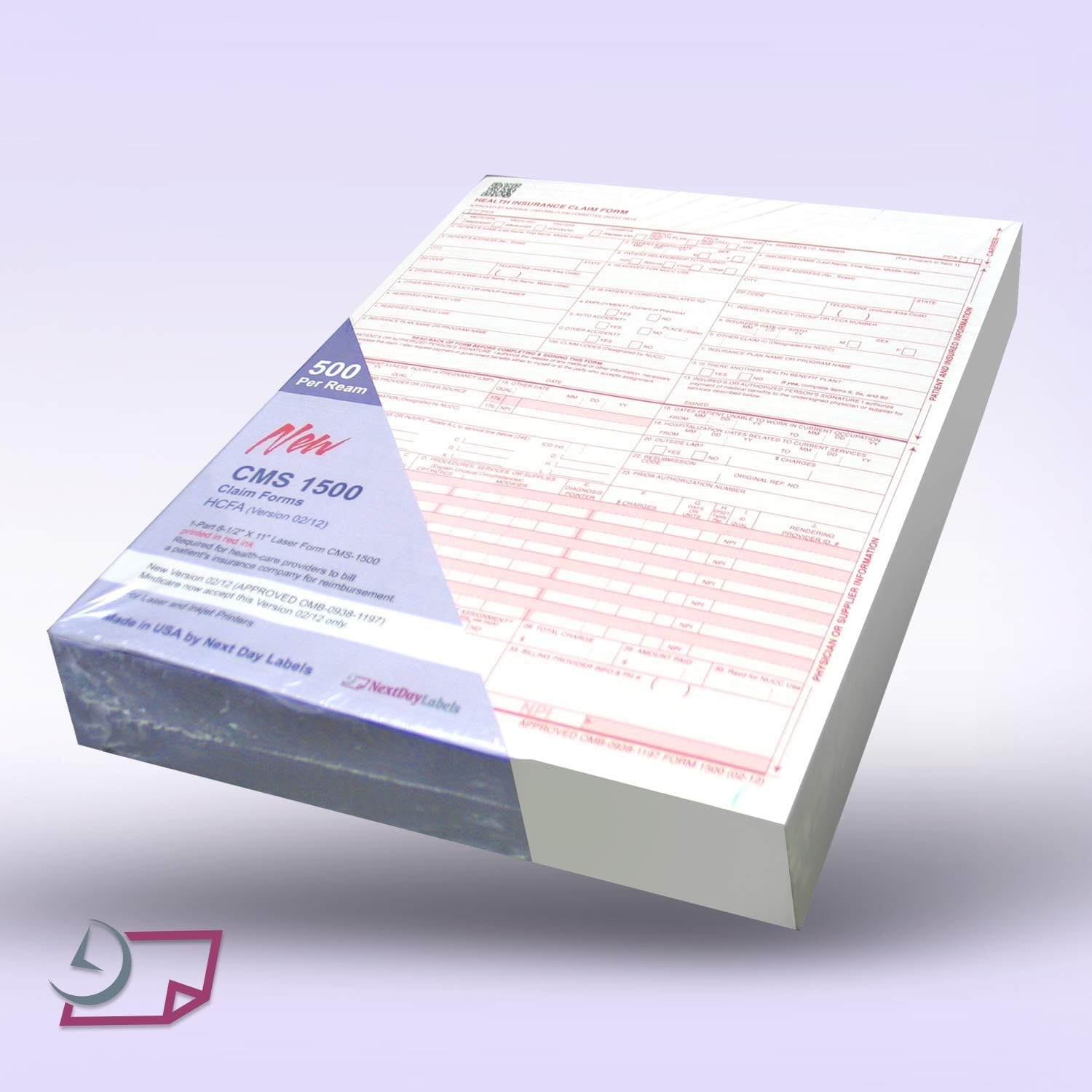 8-1/2" x11" CMS HCFA 1500, Laser Format