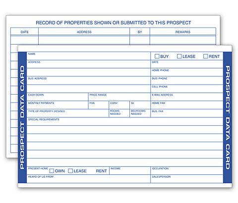 Real Estate Prospect Cards