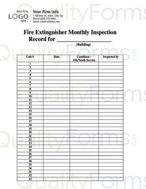 Monthly Fire Extinguisher Inspection Form