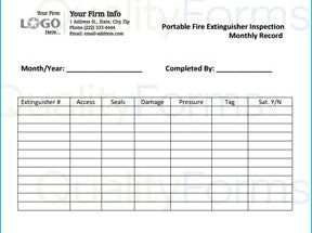 Monthly Fire Extinguisher Inspection Form
