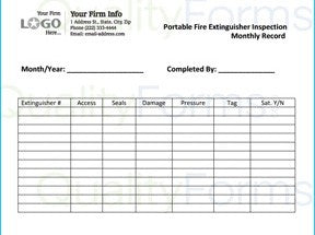 Monthly Fire Extinguisher Inspection Form