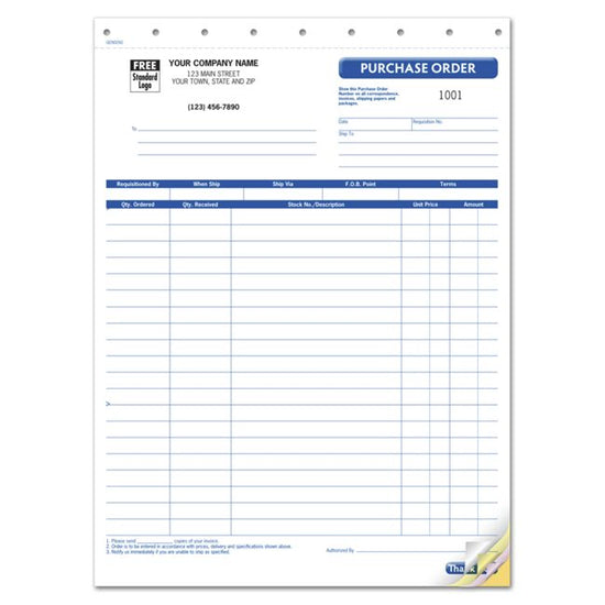 Purchase Order Form, 8 1/2 X 11"