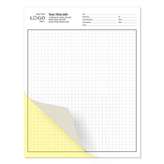2 Part Blueprint Drawings, Quadrille Grid Graph Sheet, Standard 1/4