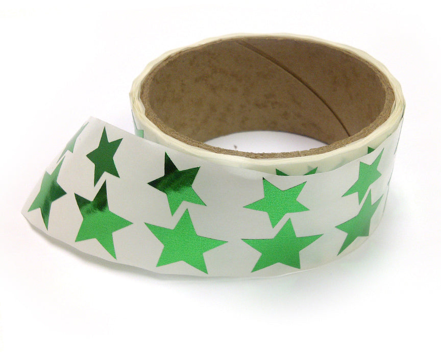 Metallic Foil Star Stickers, Green