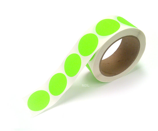 1.5" Circle Color Stickers, 500 Permanent Labels, 3" Core, Green Fluorescent