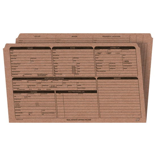 Real Estate Folder, Right Panel List, Legal Size, Brown Kraft