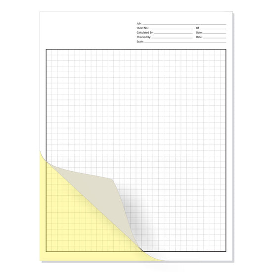 2 Part Blueprint Drawings, Quadrille Grid Graph Sheet, Standard 1/4 - Blank