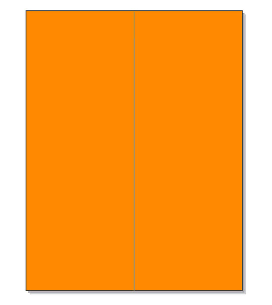 8-1/2" x 11" Fluorescent Orange 2 Labels per Sheet 4-1/4" x 11"