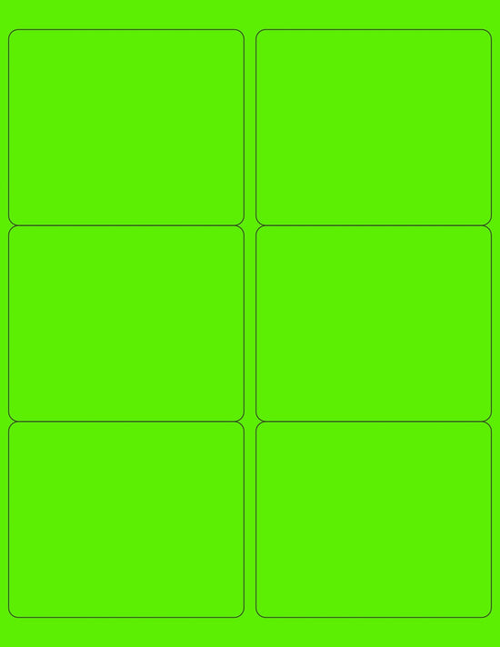 8-1/2" x 11" Fluorescent Green 6 Labels per Sheet 4 x 3-1/3