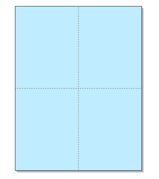 8-1/2 x11 Laser Cards 4 Up - Blue