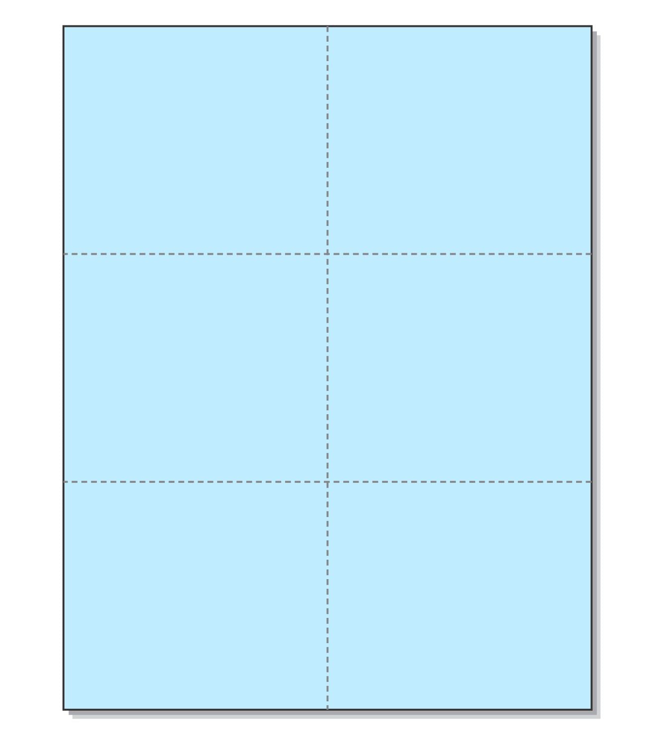 8-1/2 x11 Laser Cards 6 Up - Blue