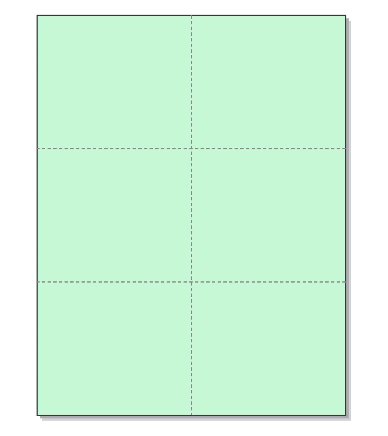 8-1/2 x11 Laser Cards 6 Up - Green