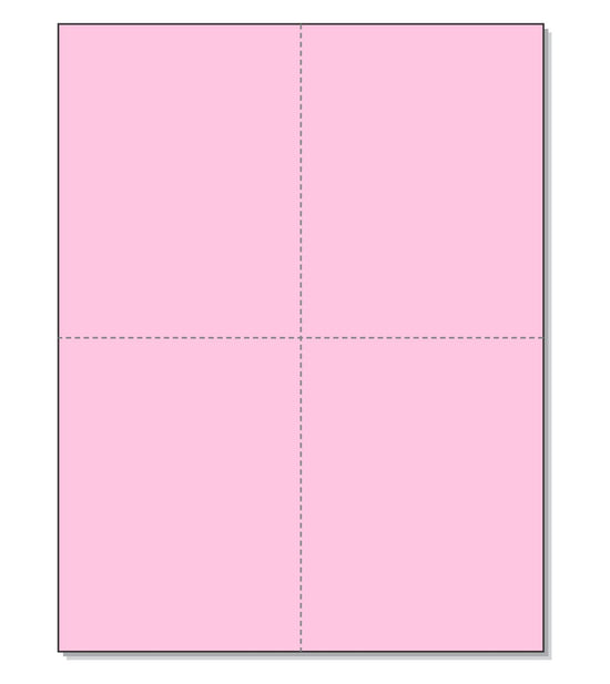 8-1/2 x11 Laser Cards 4 Up - Pink